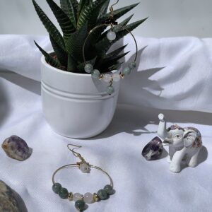 Créoles Jade Vert et Blanc