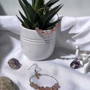 Créoles Quartz Fraise et cœur