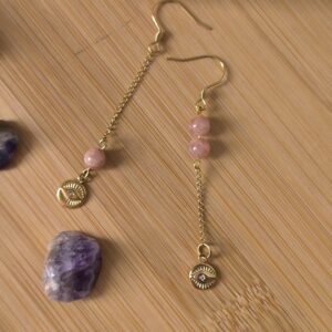 Baoucles d'oreilles "lumière sacrée", créées par Main de Crystal