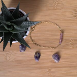 Bracelet chaine en Quartz Fraise