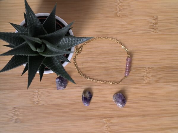 Bracelet chaine en Quartz Fraise