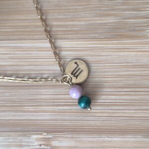 Collier scorpion en Malachite et Rhodonite