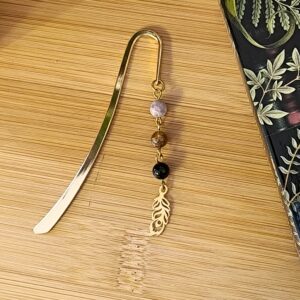 Marque page plume en tourmaline