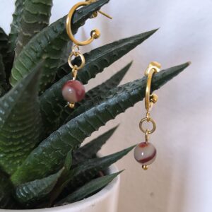 minis créoles en jaspe mokaïte, créé par Main de Crystal