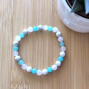 Bracelet Harmonie Intérieure – Howlite, Amazonite Extra et Quartz Rose