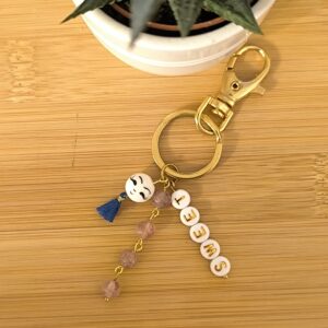 Porte clé miss grigri en quartz Fraise